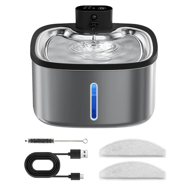 Fontaine à Eau Inox Sans Fil  — avec Capteur de Présence